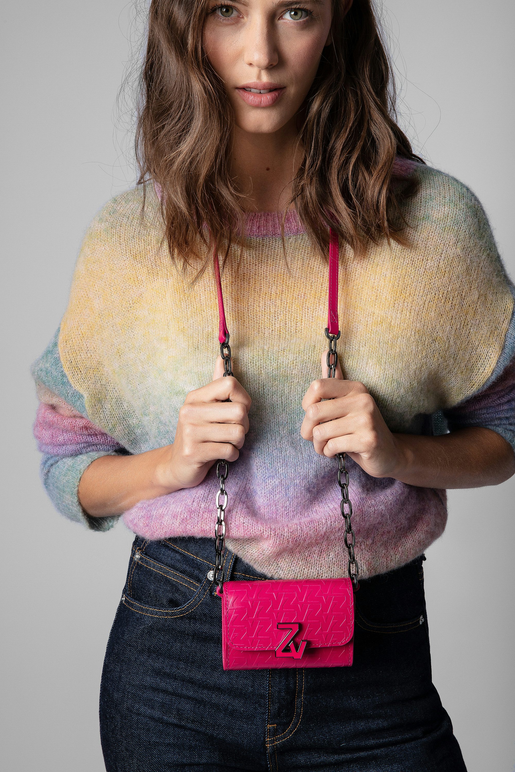 ZV Initiale Le Tiny Unchained Wallet-Style Clutch - Women’s ZV pink embossed leather wallet